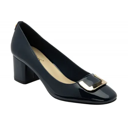 Aubrey navy patent court shoes by Lotus