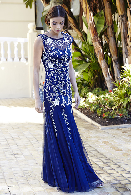 Frank Lyman 238603 blue dress with white detail